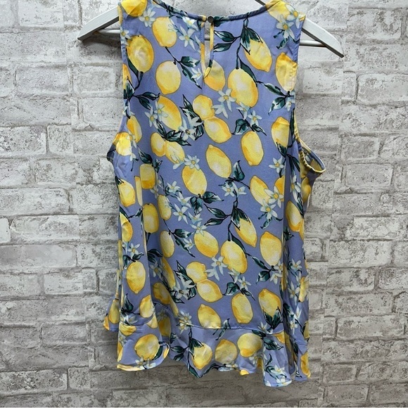 TORRID novelty lemon print blouse women’s size 10 (00) sleeveless chic - Picture 2 of 5